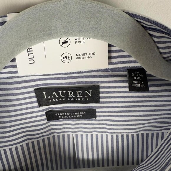 NWT Lauren Ralph Lauren Big & Tall Ultraflex Striped Long Sleeve Shirt 4XL - Picture 3 of 4